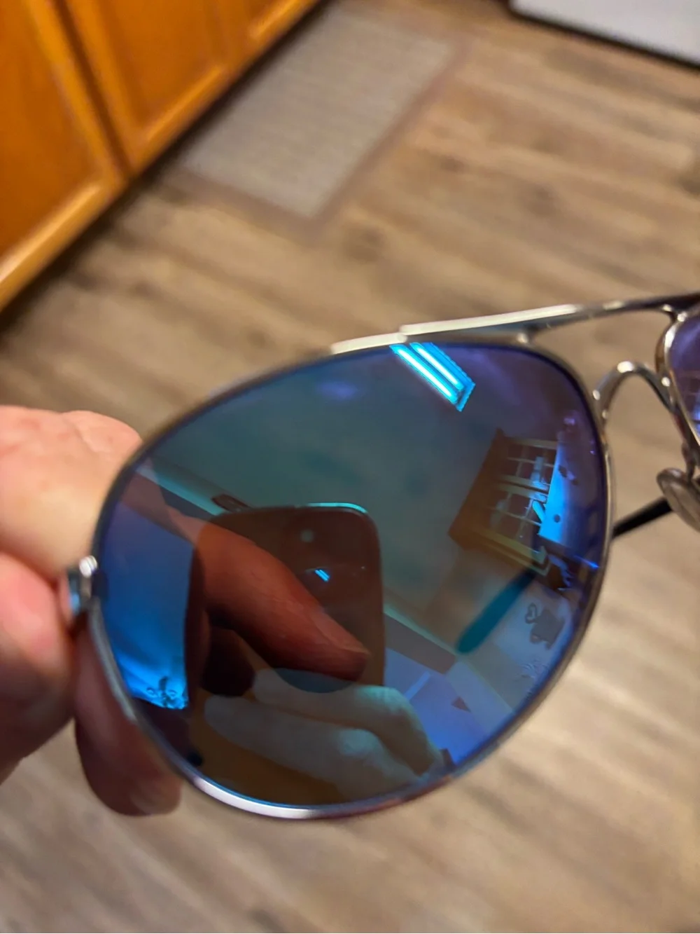 Blue Mirrored Oakley polarized Aviator Sunglasses